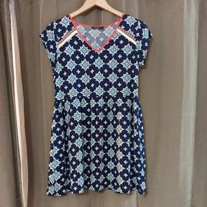 Women's Anthropologie THML Boho Fit & Flare Lined Dress Cap Sleeve Size Small